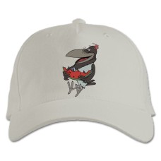 Бейсболка с принтом Попугай Кеша Ворона И Арбуз - белая