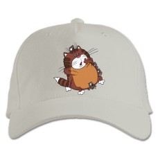 Бейсболка с принтом Попугай Кеша Ленивый Кот - белая