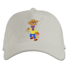 Бейсболка с принтом Кот Леопольд Рыбалка - белая