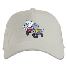 Бейсболка с принтом Кот Леопольд Мышки - белая