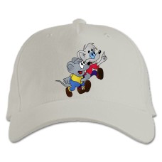 Бейсболка с принтом Кот Леопольд Мышата - белая