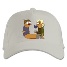 Baseball cap with Print Catdog Hipsters - white