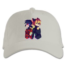 Бейсболка с принтом Леди Баг И Супер-Кот Арт - белая