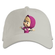 Бейсболка с принтом Маша И Медведь Забавная Маша - белая