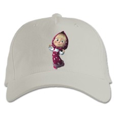 Бейсболка с принтом Маша И Медведь Милая Маша - белая