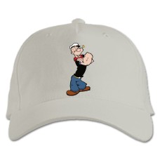 Бейсболка с принтом Моряк Папай Могучий - белая