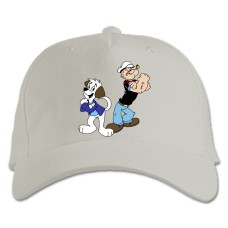 Бейсболка с принтом Моряк Папай И Пёс - белая