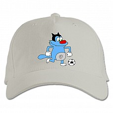 Бейсболка с принтом Огги И Тараканы Футбол - белая