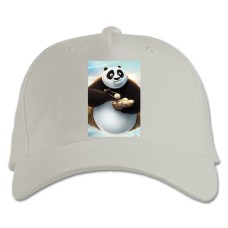 Бейсболка с принтом Кунг Фу Панда По И Еда - белая