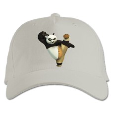 Бейсболка с принтом Кунг Фу Панда Могучий - белая
