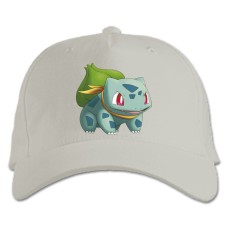 Кепка з принтом Покемони Бульбазавр - біла