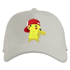 Кепка з принтом Покемони Пікачу - біла