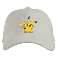 Кепка з принтом Покемони Кумедний Пікачу - біла