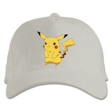 Кепка з принтом Покемони Прикольний Пікачу - біла