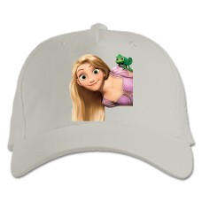 Бейсболка с принтом Рапунсель И Ящерица - белая