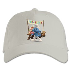 Baseball cap with Print The Smurfs Happy Birthday - white