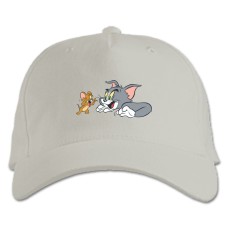 Baseball cap with Print Tom And Jerry Main Heroes - white