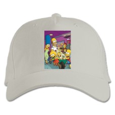 Baseball cap with Print The Simpsons Cinema Family - white