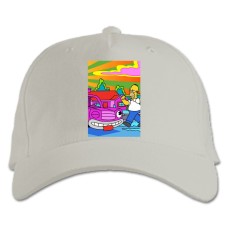 Baseball cap with Print The Simpsons Neon Art - white