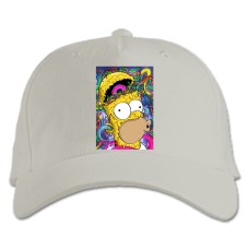 Baseball cap with Print The Simpsons Art Homer - white