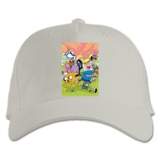 Baseball cap with Print Adventure Time Running Heroes - white