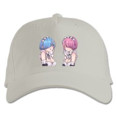 Бейсболка с принтом Ре Зеро ЖИзнь С Нуля В Альтернативном Мире Рем И Рам - белая