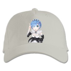 Бейсболка с принтом Ре Зеро ЖИзнь С Нуля В Альтернативном Мире Прикольная Рем Герой - белая