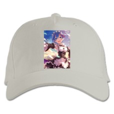 Бейсболка с принтом Ре Зеро ЖИзнь С Нуля В Альтернативном Мире Рем Девушка Герой - белая