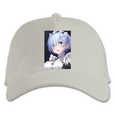 Бейсболка с принтом Ре Зеро ЖИзнь С Нуля В Альтернативном Мире Рем Лицо - белая