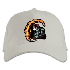 Baseball cap with Print Demon Slayer Kimetsu No Yaiba Tanjirou Kamado - white