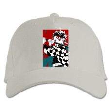 Baseball cap with Print Demon Slayer Kimetsu No Yaiba Tanjirou Kamado Art - white