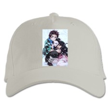 Baseball cap with Print Demon Slayer Kimetsu No Yaiba Nezuko Kamado With Tanjirou - white