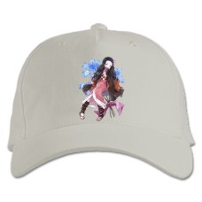 Baseball cap with Print Demon Slayer Kimetsu No Yaiba Nezuko Kamado - white