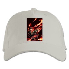 Baseball cap with Print Demon Slayer Kimetsu No Yaiba Tanjirou Fighter - white