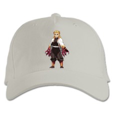 Baseball cap with Print Demon Slayer Kimetsu No Yaiba Kyojuro Rengoku - white