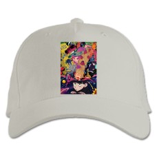 Бейсболка с принтом Моб Психо 100 Яркий Арт - белая