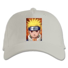 Бейсболка с принтом Наруто Лицо - белая