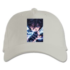 Бейсболка с принтом Наруто Саске Учиха - белая