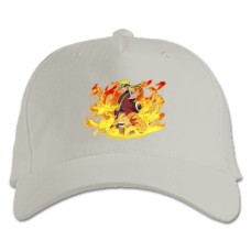 Бейсболка с принтом Наруто Огонь - белая