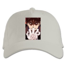 Бейсболка с принтом Стальной Алхимик Героический Принт - белая