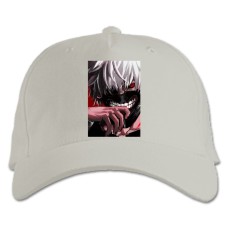 Baseball cap with Print Tokyo Ghoul Ken Kaneki Face - white