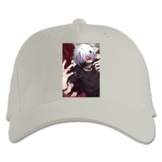Baseball cap with Print Tokyo Ghoul Boy Ken Kaneki - white