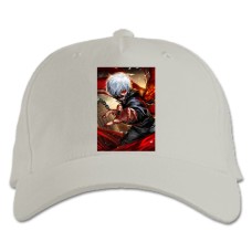 Baseball cap with Print Tokyo Ghoul Ken Kaneki Print - white