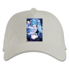 Baseball cap with Print Hatsune Miku Happy - white