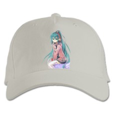 Baseball cap with Print Hatsune Miku Smiling - white