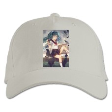 Baseball cap with Print Hatsune Miku With Cat - white