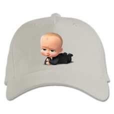 Baseball cap with Print Baby Boss Funny - white