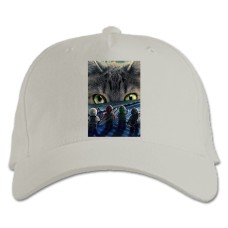 Бейсболка с принтом Лего И Кот - белая