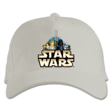 Бейсболка с принтом Лего Звездные Войны Логотип - белая