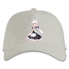 Бейсболка с принтом Неко Пара Кошачий Рай Ванилла Герой - белая